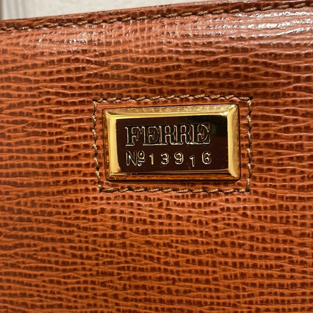 Gianfranco Ferre Cognac Brown Leather Shoulder Tote